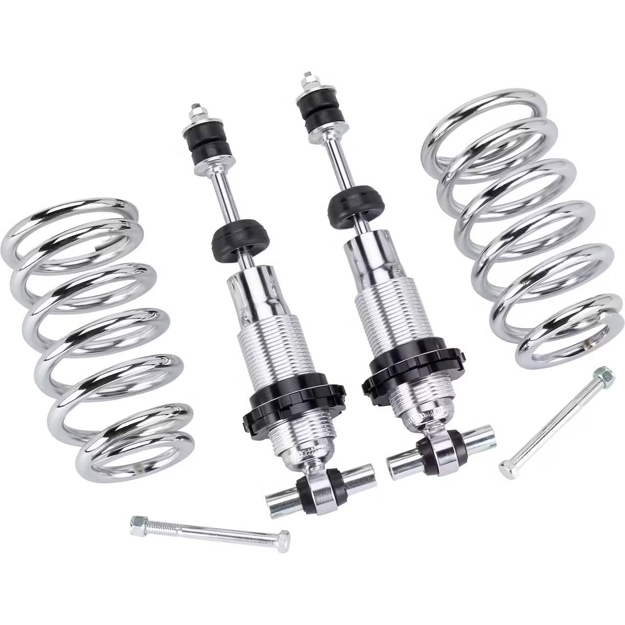 Mustang II Bolt-on Adjustable Coil-Over Kit w/Fixed Valve, Chrome